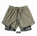 Ayu Men’s 2-in-1 Active Training Shorts – Olive Green & Camo