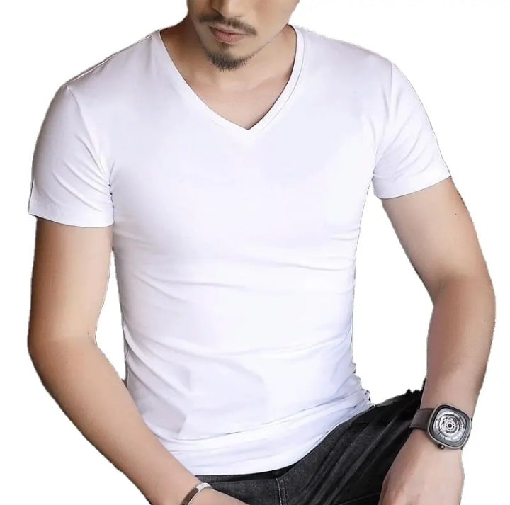 Ayu Men’s Essential V-Neck Tee – Classic White